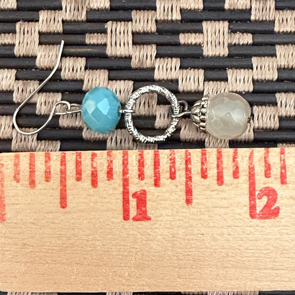 🔴Kat + Bryn Delicate Turquoise & Cream Silver Drop Earrings, NWOT. - Picture 6 of 7